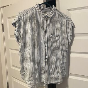 American Eagle Outfitters Blue and White Striped Women's Shirt
